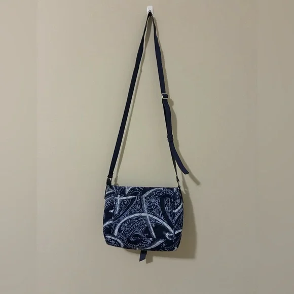 Vera Bradley Womens Adjustable Strap Lined Crossbody Bag Purse Blue Paisley - Picture 2 of 16